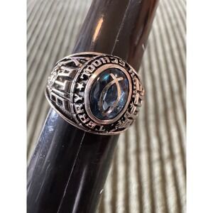 Balfour Sterling Silver Class Ring 2002 Blue Stone Katie